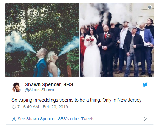 Vaping in wedding photos