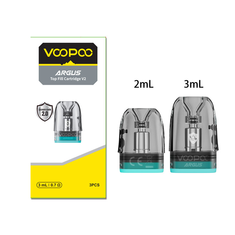 VOOPOO ARGUS Top Fill Cartridge V2 for Argus/Argus Se Kit, Argus P1/P1s/P2 Pod Kit, Argus Z, Argus G / G2/ G2 Mini / G3 Pod Kit, Argus A Pod Kit 2ml / 3ml (3pcs/pack)