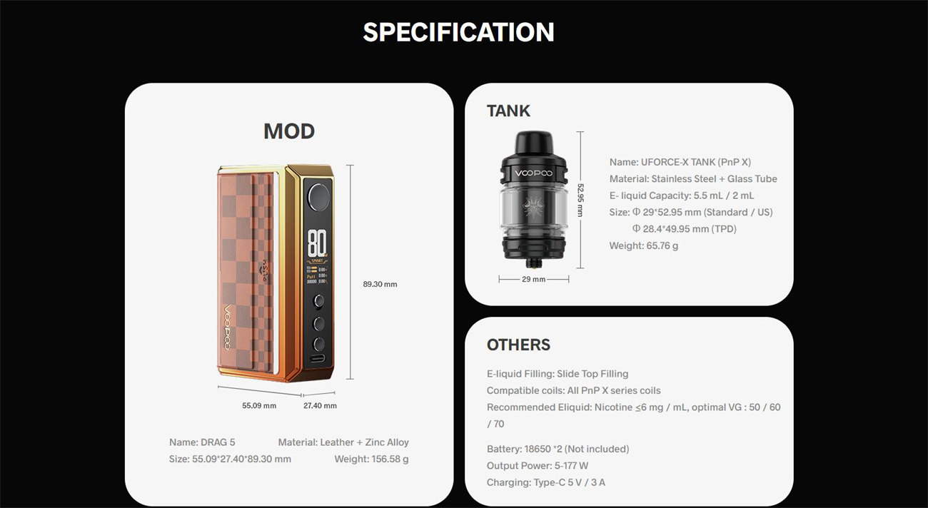 Voopoo Drag 5 Mod Kit