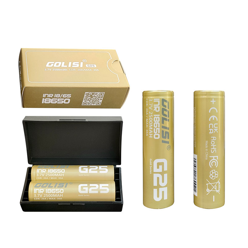 2pcs Golisi G25 INR 18650 2500mAh 25A Flat Top Li-ion Rechargeable Battery