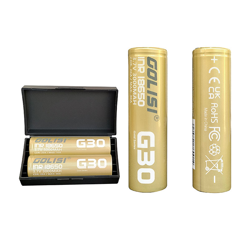 2pcs Golisi G30 INR 18650 3000mAh 25A Flat Top Li-ion Rechargeable Battery