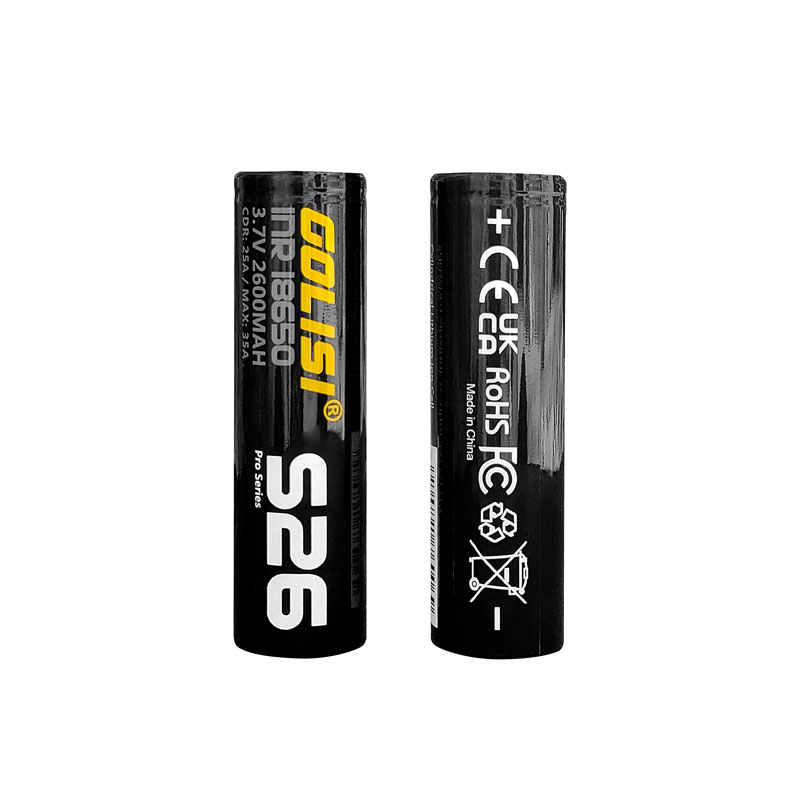 2pcs Golisi S26 INR 18650 2600mAh 35A Flat Top Li-ion Rechargeable Battery