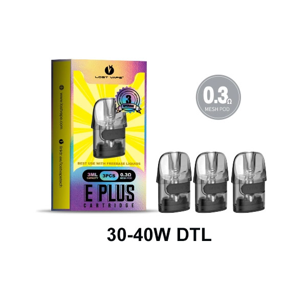 Lost Vape E-Plus Cartridge for Thelema Elite 40 Kit / Thelema Elite Art 40 Kit / Centaurus E40 Max Kit / Centaurus E40 Kit / Thelema Nano Kit /Centaurus E40 Ultra Kit (3pcs/pack)