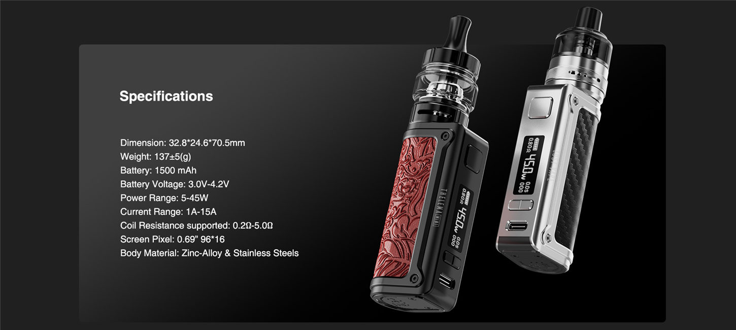 Lost Vape Thelema Mini 45W Box Mod Kit with UB Lite Pod Tank Atomizer  1500mAh 3.5ml - hooblife