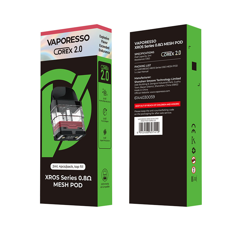 Vaporesso Xros Series Corex 2.0 Pod Cartridge for Xros / Xros 2 / Xros Mini / Xros 3 / Xros 3 Mini / Xros Nano / Xros 3 Nano / Xros Pro / Xros Cube / Xros 4 / Xros 4 Mini  2ml / 3ml (4pcs/pack)